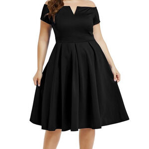 LALAGEN Women's Size L Vintage 1950s Party Cocktail Swing Midi Dress